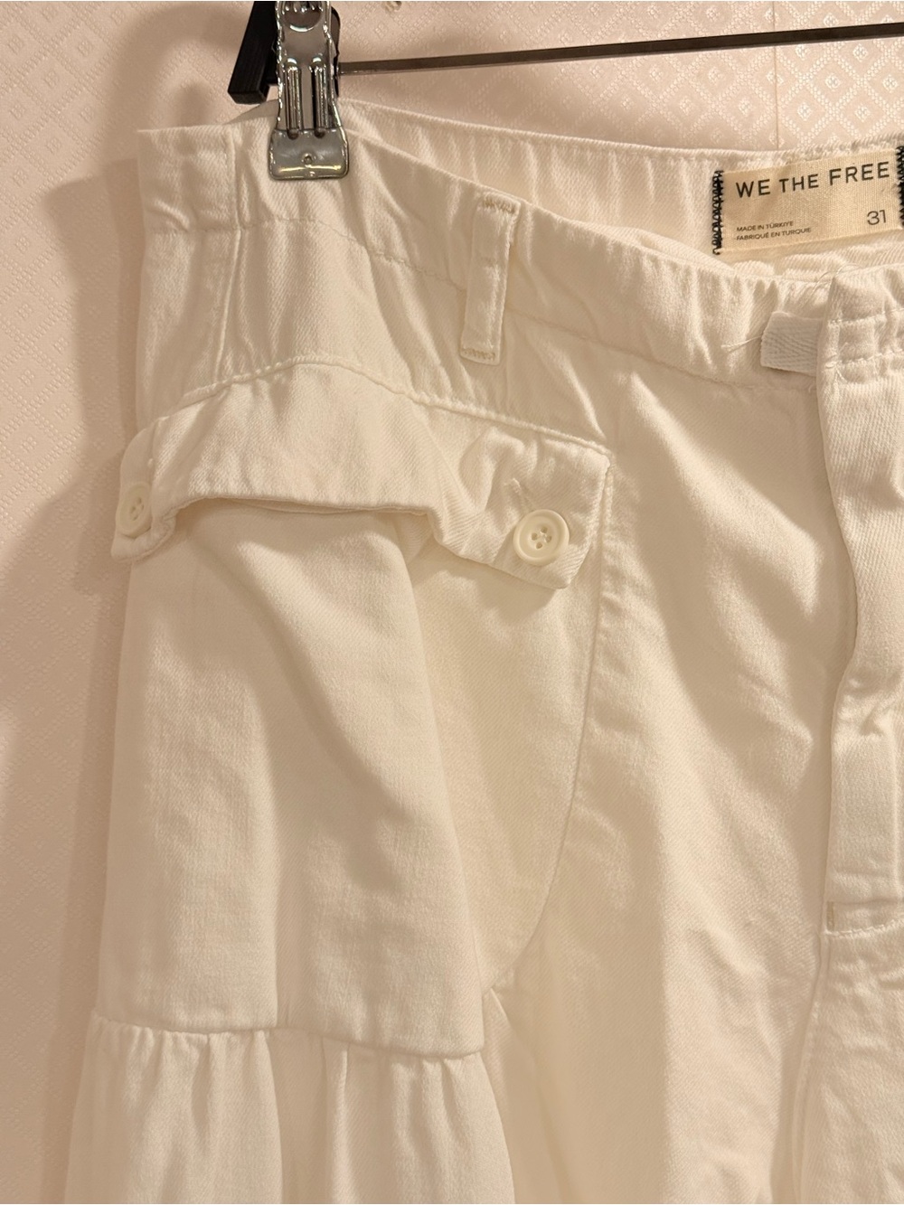 NWT Free People We The Free White Wide-Leg Drawstring Cargo Pants Size 31 - Picture 3 of 9